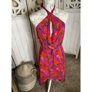 Victoria’s Secret Halter Wrap Dress Red Cheetah Leopard Y2K Size Medium